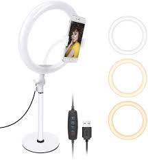 Amazon Com Neewer Table Top 10 Inch Usb Led Ring Light Video Conference Lighting For Zoom Meeting Video Calls Webcam Streaming Self Broadcasting Youtube Tiktok Makeup 3200k 5600k 3 Light Modes Phone Holder Camera Photo