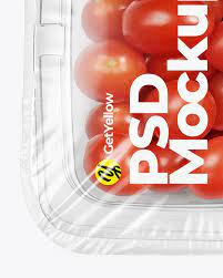 Download Clear Plastic Tray With Mini Grape Tomatoes Mockup In Tray Platter Mockups On Yellow Images Object Mockups