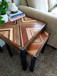 Nesting End Table With Decorative Wooden Inlay Using Scrap Wood Stripping Furniture Nesting End Tables Decor