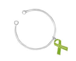 Lyme Disease Awareness Ribbon Charm Open Bangle Bracelets Wholesale Fundraising For A Cause