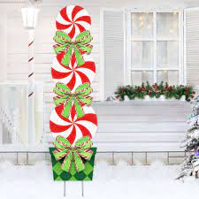 Inflatable decorations for your yard are a great idea as are christmas flags and blow mold christmas decorations. Oriental Cherry Candy Christmas Decorations Outdoor 44in Peppermint Xmas Yard Stakes Giant Holiday Decor Signs For Home Lawn Pathway Walkway Candyland Themed Party Red White Green Buy Online In