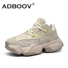 Adboov 2019 New Genuine Leather Sneakers Men Women Plus Size 35 47 Designer Chunky Shoes Breathable Platform Casual Shoes Giftinger