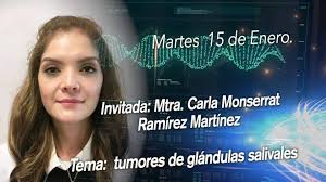 El día 15 de enero, nos acompañara la Mtra. Carla Monserrat, Ramírez  Martínez. Con el tema: tumores de glándulas salivales, En punto de las 12  am (hora de la CdMx). ¡No se lo pierdan!!!