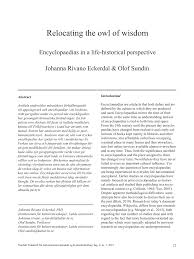Amount of or number of? Pdf Relocating The Owl Of Wisdom Encyclopaedias In A Life Historical Perspective
