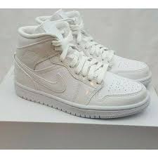 Nike Air Jordan Retro 1 Mid White Shoes In 2020 Air Jordans Retro Air Jordans Women Nike Air White