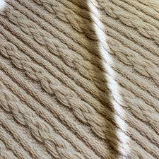 For example, given four stitches appearing on the needle in the order abcd, one might cross the first two (in front of or behind) the next two, so that in subsequent rows those stitches appear in the new order cdab. Solid Stone Fabrics