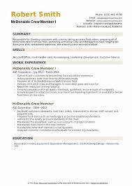 Mcdonalds Crew Member Resume Samples Qwikresume
