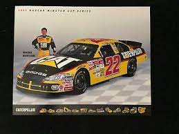 The driver won the nascar busch. Nascar Ward Burton 2003 22 Caterpiller Bill Davis Racing Dodge Intrepi Bio Card Ebay In 2021 Nascar Racing Nascar Collectibles