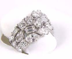 Fancy Multi Shape Cluster Diamond Ring Band 14k White Gold 5 43ct Vs Clarity Wide Diamond Bands Diamond Ring Diamond Rings Bands