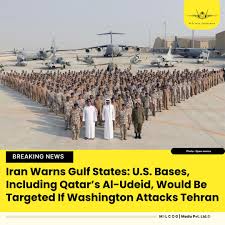 🚨 BREAKING NEWS | MIDDLE EAST TENSIONS Iran Warns Gulf States: U.S. Bases, Including Qatar's Al-Udeid, Would Be Targeted If Washington Attacks Tehran Iran has delivered a clear warning to countries hosting