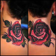 Completed On Amanda Cover Up All Fusion Ink 3 Hours Total Rose Neck Tattoo Neck Tattoo Cover Up Neck Tattoo