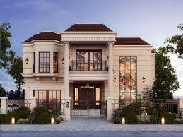 Lake View Villa Redesign For The Existing Elevations To Achieve The Client Needs Small House Exteriors Classic House Exterior Classic House Design