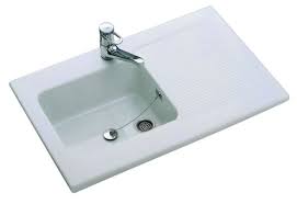 Evier A Poser Gres 1 Cuve 1 Egouttoir Reversible A Bouchon Chrome Vers Eau 100 X 60 Cm Blanc Evier A Poser Evier Egouttoir