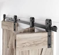 Amazon.com: Roymelo Kit de riel de herrajes para puerta corrediza de  granero plegable de 58 pulgadas, rodillo en forma de J negro montado  lateral, ...