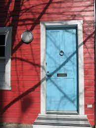 Pin On Red House Blue Door