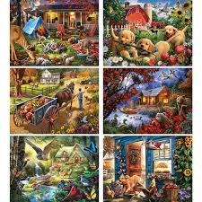Maybe you would like to learn more about one of these? Set Of 6 Larry Jones 300 Large Piece Jigsaw Puzzles Bits And Pieces