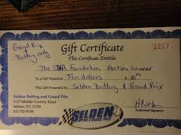 Gift Certificate For Grand Prix Batting Cage Coupons Also Included Donated By Selden Batti Online Auction Fundraiser Online Fundraising Gift Certificates