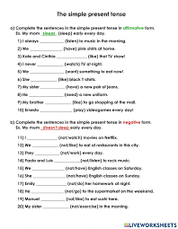 The present simple tense (also called the simple present tense) is used when we speak about habits, general facts, and timetables. The Simple Present Tense Affirmative And Negative Form Worksheet