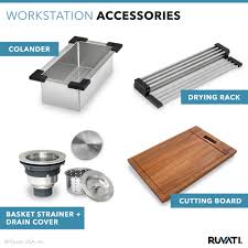 27 Inch Apron Front Workstation Farmhouse Kitchen Sink 16 Gauge Stainless Steel Single Bowl Ruvati Usa