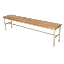 Ciera Acacia Wood Iron Industrial Narrow Bench