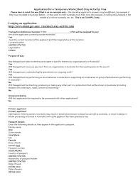 In australia there are close to one million business buyers. Sample Application For A Temporary Work Visa
