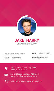 Create your custom id card using a template from the adobe spark library. Creative Director Id Card Pink Freedownloadpsd Com