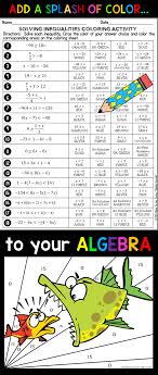 Solving Inequalities Coloring Activity Solving Inequalities Algebra Teaching Math