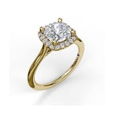 Yellow gold cushion cut engagement rings. S3044 Yg Fana 14k Yellow Gold Halo Engagement Ring Svs Fine Jewelry