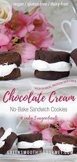 No Bake Chocolate Sandwich Cookies Green Smoothie Gourmet Recipe Healthy Chocolate Recipes Vegan Dessert Recipes Vegan Cookies