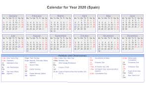 Spanish 2020 Calendar With Holidays Holiday Calendar Printable Calendar Printable Calendar