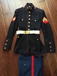 Vintage Usmc Marine Corps Dress Blue Uniform 38 Pant Coat