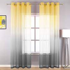 Living room in gray and yellow color scheme. Amazon Com Yellow Curtains 96 Inches Long For Living Room Set Of 2 Panels Grommet Drapes Window Sheer Curtain Panel For Bedroom Dining Room Yellow And Grey Gray 52x96 Inch Length Kitchen