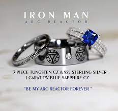 Iron Man Tungsten And 925 Sterling Silver 1 By Cloud9tungsten Engagement Rings Opal Marvel Jewelry Mens Wedding Rings