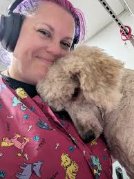 Thank you so much Sheena Macneil from Sheena's Groom Room for working with  Hubert to help him be his beautiful self! He looks amazing! Hubert is up  for adoption. Please visit https://standardpoodlesinneed.com/dog/hubert/