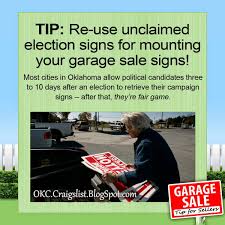 Garage Sale Tip Elect To Use Free Sign Supplies Garage Sale Tips