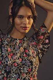 Mac Duggal Embellished Peplum Blouse