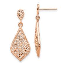 14k rose gold textured circle and bar post earrings. Quality Gold 14k Rose Gold Dangle Earrings Nelson Jewelry
