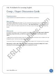 There are a number of common questions that people have about using these the key to better english classes is a wide variety of interesting and engaging games and activities. Personalized Discussion Cards For Comparative Superlative Esl Worksheet By J Miller Rapp