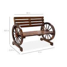 Item measures 48 h x 48 w x 34 d x 17 seat height x 28. Best Choice Products 2 Person Wooden Wagon Wheel Bench For Patio Garden Outdoor Lounging W Rustic Design Brown Walmart Com Walmart Com
