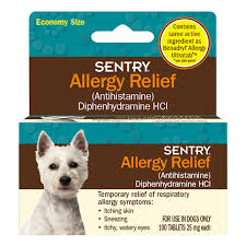 The correct dosage of diphenhydramine for dogs depends on their weight. Sentry Allergy Relief Dog Tablets 100 Count Petco