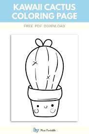 Free Kawaii Cactus Coloring Page In 2020 Coloring Pages Cactus Printables