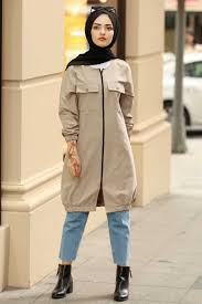 Fermuarli Bej Tesettur Kap 3047bej Neva Style Com Street Hijab Fashion Beige Coats Outfit Hijab Chic