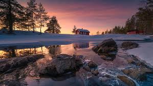 Ringerike is a municipality in the traditional and electoral district buskerud in viken county, norway. Hd Wallpaper Ringerike Norway Winter Snow Lake Dusk Europe Cabin Wallpaper Flare