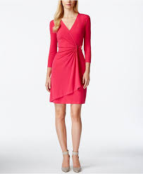 Best price down to $9.99. Calvin Klein Solid Gathered Wrap Dress In Pink Lyst