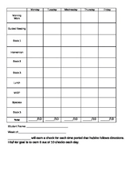 Behavior Chart With A Goal