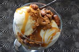Salted Caramel Ice Cream Sundaes With Roasted Cinnamon Sugar Almonds Recipe Cinnamon Sugar Almonds Caramel Ice Cream Salted Caramel Ice Cream