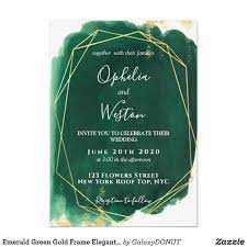 Emerald Green Gold Frame Elegant Luxury Wedding Invitation Zazzle Com In 2021 Emerald Green Weddings Green Wedding Invitations Green Themed Wedding