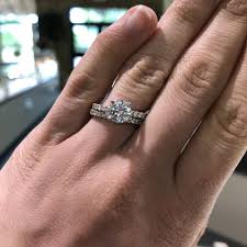 14k White Gold Classic Diamond Accent Wedding Set The Engagement Ring Holds A 1ct Round Diamond Accent Engagement Rings Diamond Wedding Sets Engagement Rings