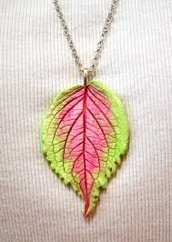 Air Dry Clay Leaf Necklace Made By Me I Use Real Leaves To Imprint My Clay And Give Each Leaf A Painted Inked Or Air Dry Clay Projects Air Dry Clay