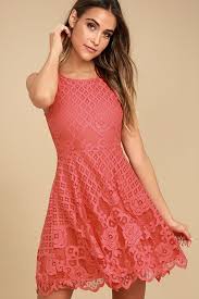 Black Swan Desirae Coral Pink Lace Skater Dress Lace Skater Dress Red Skater Dress Pink Dress Women